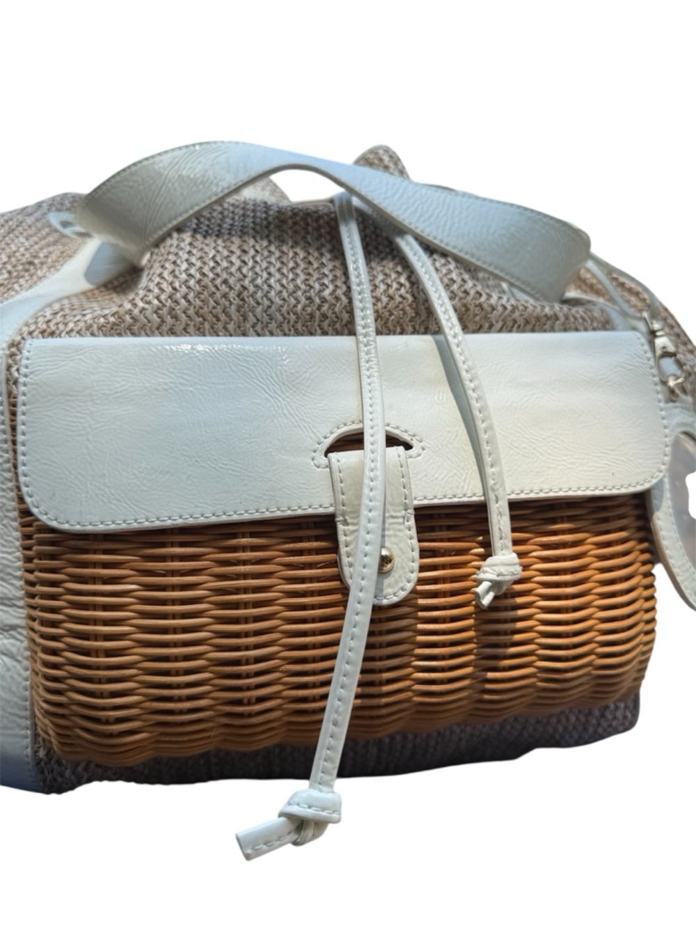 NWT! Clever Carriage Company XL Drawstring Tote with Basket Detail